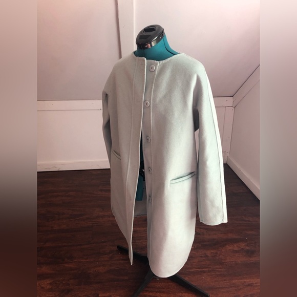 🧺J. Jill Icy White Jade Double Faced Snap Front Coat, size S - Picture 2 of 7